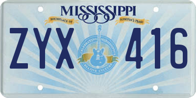 MS license plate ZYX416