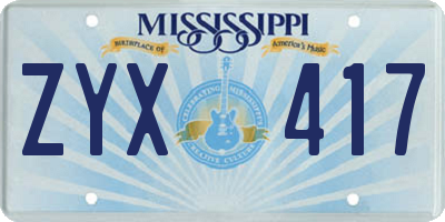 MS license plate ZYX417