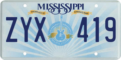 MS license plate ZYX419