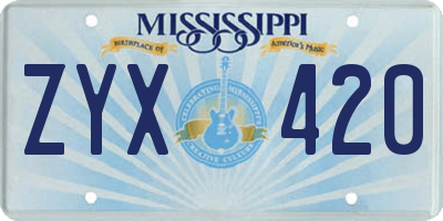 MS license plate ZYX420