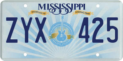 MS license plate ZYX425