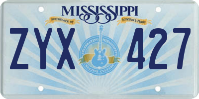 MS license plate ZYX427