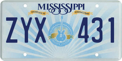MS license plate ZYX431
