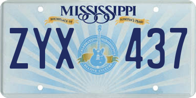 MS license plate ZYX437