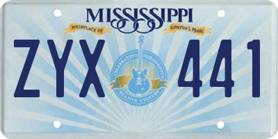 MS license plate ZYX441