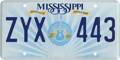MS license plate ZYX443