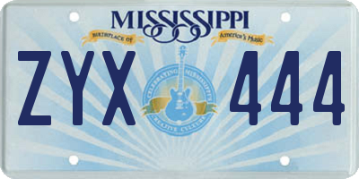 MS license plate ZYX444