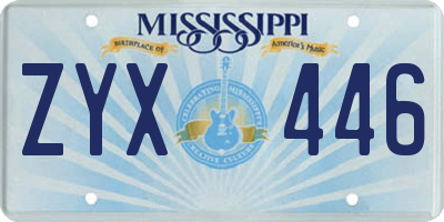 MS license plate ZYX446