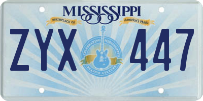 MS license plate ZYX447