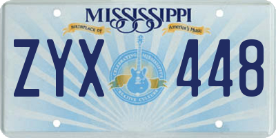 MS license plate ZYX448