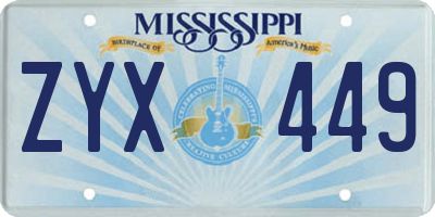 MS license plate ZYX449