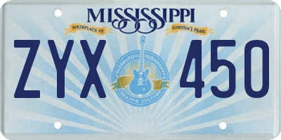 MS license plate ZYX450