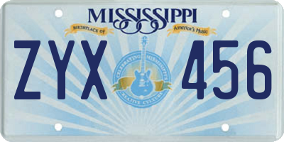 MS license plate ZYX456
