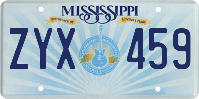 MS license plate ZYX459