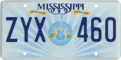 MS license plate ZYX460