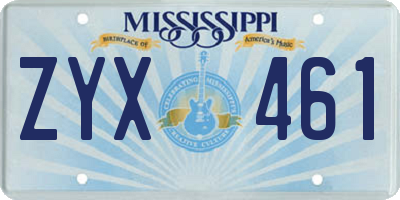 MS license plate ZYX461