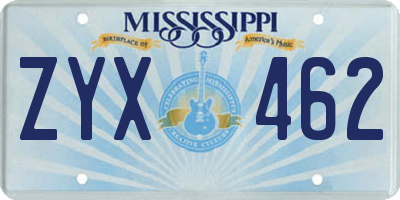 MS license plate ZYX462