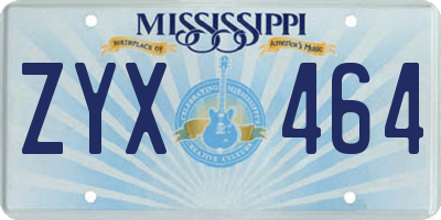 MS license plate ZYX464