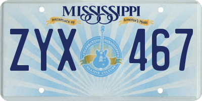MS license plate ZYX467