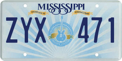 MS license plate ZYX471