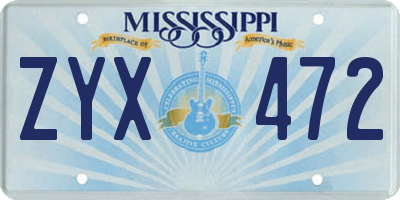 MS license plate ZYX472