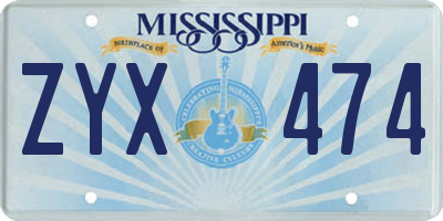 MS license plate ZYX474