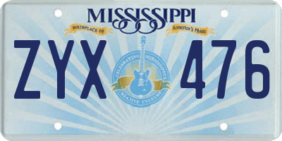 MS license plate ZYX476