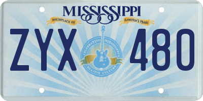 MS license plate ZYX480