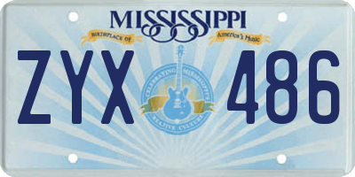 MS license plate ZYX486