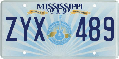 MS license plate ZYX489