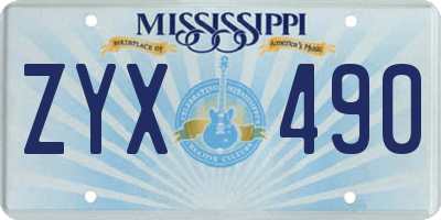MS license plate ZYX490