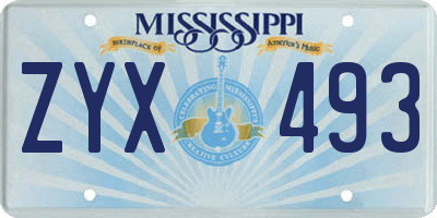 MS license plate ZYX493