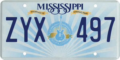 MS license plate ZYX497