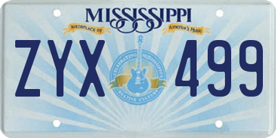 MS license plate ZYX499