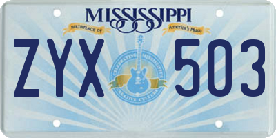 MS license plate ZYX503