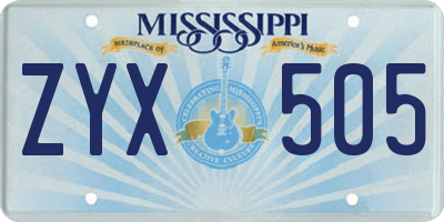 MS license plate ZYX505