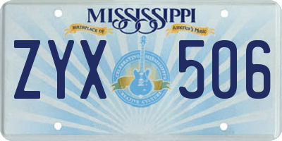 MS license plate ZYX506