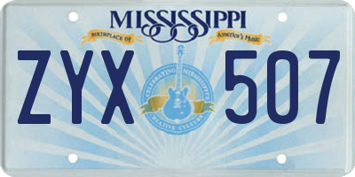 MS license plate ZYX507