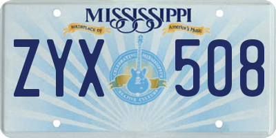 MS license plate ZYX508