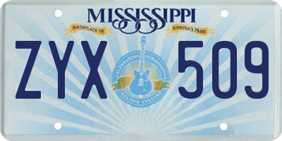 MS license plate ZYX509