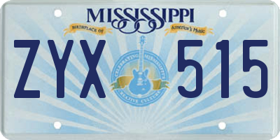 MS license plate ZYX515