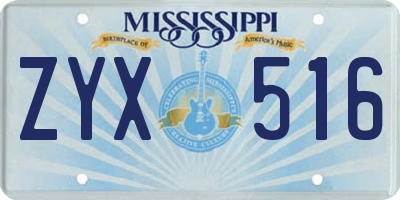 MS license plate ZYX516