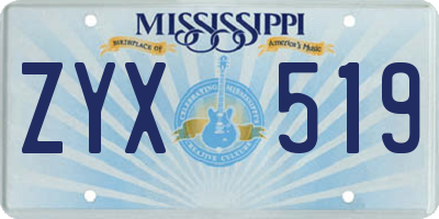 MS license plate ZYX519