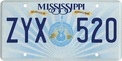 MS license plate ZYX520