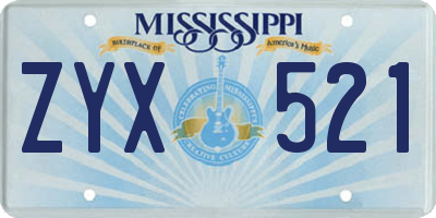 MS license plate ZYX521