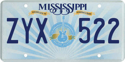 MS license plate ZYX522