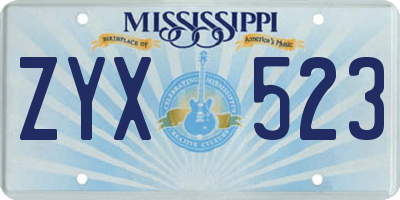 MS license plate ZYX523