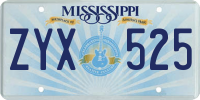 MS license plate ZYX525