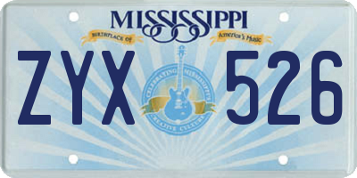 MS license plate ZYX526