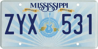 MS license plate ZYX531